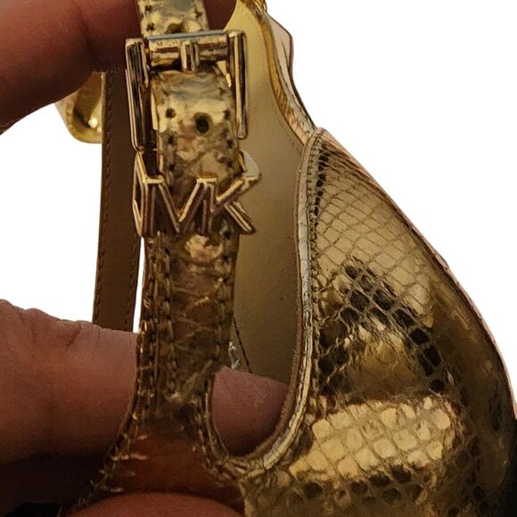 Michael Kors Women's Gold Animal Metallic Leather Platform Sandal Size 8.5 *read - Picture 5 of 10